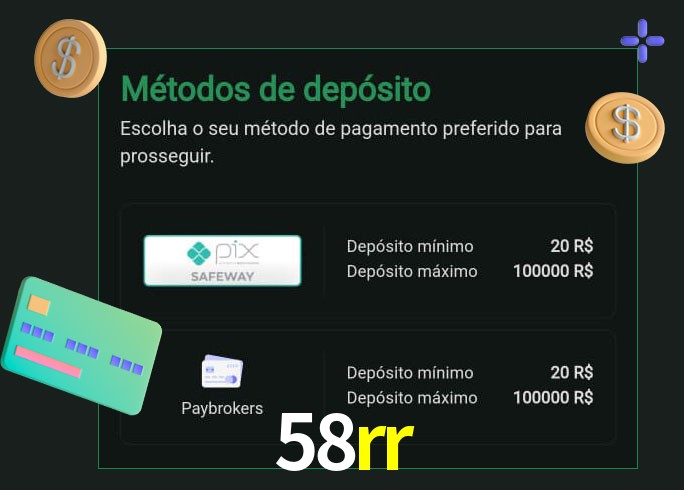 O cassino 58rr oferece uma grande variedade de métodos de pagamento